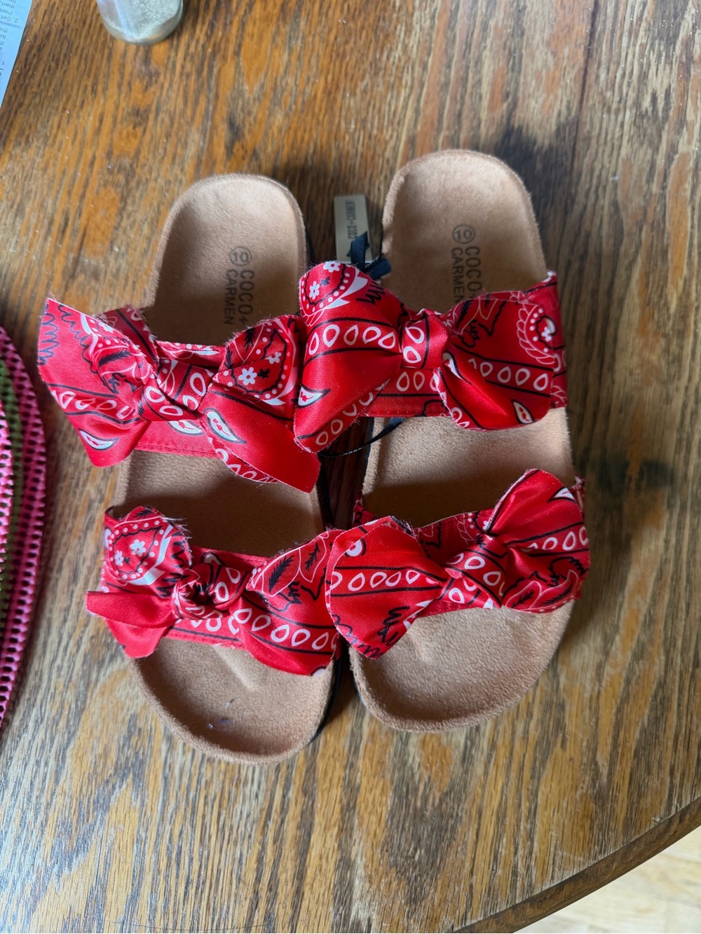 Red Bandana Bow Slide Sandals